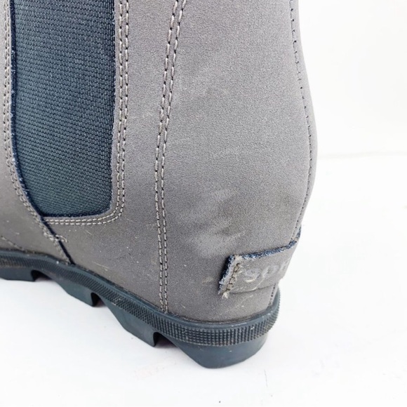SOREL Gray Joan of Arctic Wedge Hidden Heel Chelsea Boot WOMEN'S Size 5 - Picture 6 of 12